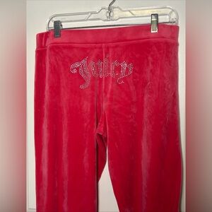 Juicy Couture Y2K Velour Bling Track Pants Loungewear Sz L Hot Pink
